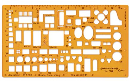 Graphoplex Architect Stencil Möbelierungsschablone Architect / 1:100