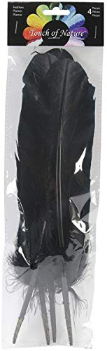Touch of Nature 40365 4-Piece Turkey Feather for Art and Craft, 12.25 to 13-Inch, Black
