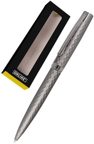 Online Kugelschreiber Eleganza Diamond Titan I hochwertiger Metall-Kuli I auswechselbare Großraummine I Metallclip I Schreibfarbe Schwarz dokumentenecht I inkl. Geschenkverpackung, 1 Stück (1er Pack)