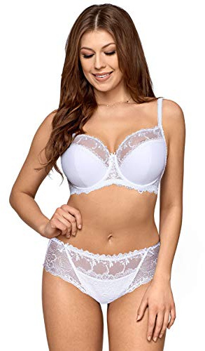 AVA 1030 Underwired Half Padded Full Cup Bra Not Separable Regulated Straps Made in EU, White,36FF