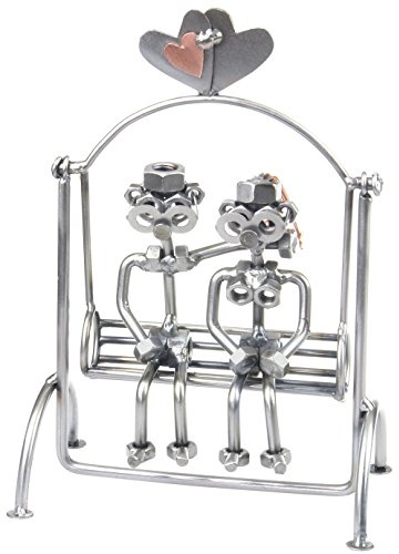 metalman24 Schraubenmännchen Liebespaar Liebe Bank - Handarbeit Geschenkidee Metallfigur Metallmännchen Stahlfigur Schraubenmännle - Deko für Büro & Zuhause