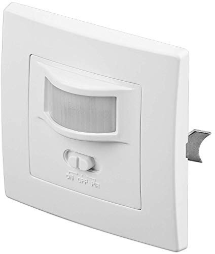 Goobay 96005 Detector de movimiento infrarrojo PIR para interiores - Montaje empotrado en la pared - Alcance 9m - Campo de visión 160° - LED adecuado