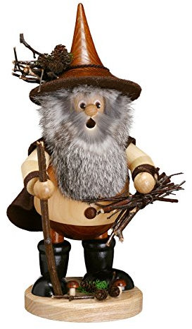 DWU Original Erzgebirgischer Räuchermann® Waldwichtel groß Holzsammler Natur - inkl. Original Crottendorfer Räucherkerzen #888