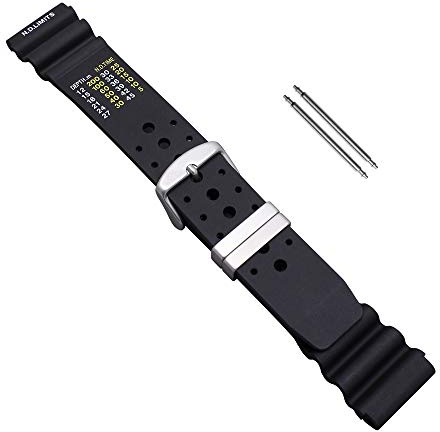 Uhrbanddealer Unisex Uhrenarmband Taucher-PU Kunststoffband 18, 20, 22, 24mm Schwarz ND Limits Typ Set 10500