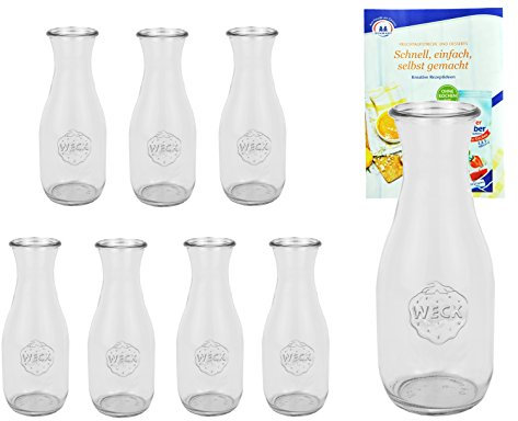 MamboCat 8er Set Weckgläser Saftflaschen 530 ml I Original Weck Glasflasche I Einweckflaschen für Säfte Saucen Öle uvm I Weck Flaschen ohne Deckel inkl. Diamant-Zucker Gelierzauber Rezeptheft