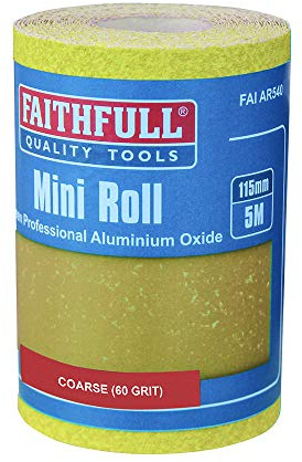 Faithfull FAIAR560Y 5M Coarse (60 Grit) Sandpaper Roll Yellow (Std) 115mm x 5M