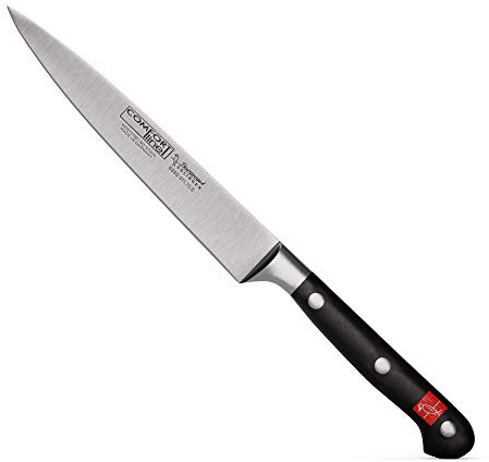 Burgvogel Solingen Comfort Line scharfes Tranchiermesser geschmiedet 15 cm, rostfrei, spülmaschinenfest, schmales Kochmesser hochwertig, genietet, schwarz, 6“ = 15 cm, 6880.911.15.0