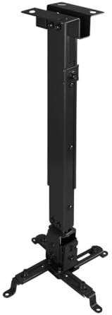 TooQ PJ2012T-B - Soporte de Techo Inclinable y Regulable para Proyector, (Hasta 20 kg de Peso, Ajustable en Altura Desde 130 mm Hasta 650 mm, Inclinación +/-15º, Color Negro