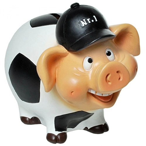 Sparschwein,Spardose,Sparbüchse Sparschwein Fußball-Schwein mit Schloß aus Polyresin