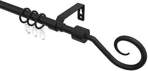 Interdeco ausziehbare Gardinenstange in Schwarz 13/16 mm Ø Favorit Helix, 130-240 cm