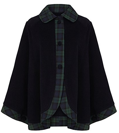 Oxfords Kaschmir Tartan Umhang mit Applikation, Black Watch
