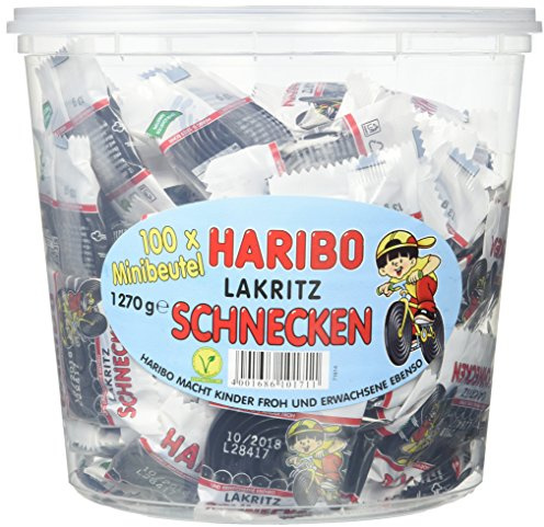 Haribo Lakritz Schnecken 100 Minibeutel, 1er Pack (1 x 1.27 kg)