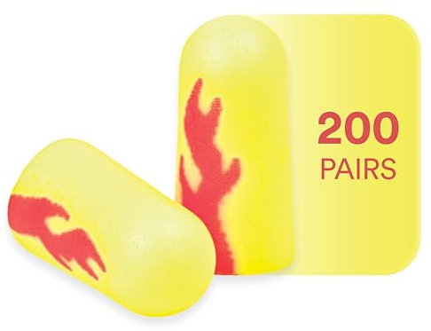 3M Ear Plugs, 200 Pairs/Box, E-A-Rsoft Yellow Neon Blasts 312-1252, Uncorded, Disposable, Foam, NRR 33, Drilling, Grinding, Machining, Sawing, Sanding, Welding, 1 Pair/Poly Bag