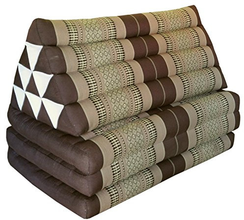 Wilai Thaikissen XXL Kapok ausklappbar Entspannungskissen Bodenkissen Sitzkissen Bodenmatte Loungekissen Zierkissen Yogakissen (82418 - braun/beige)