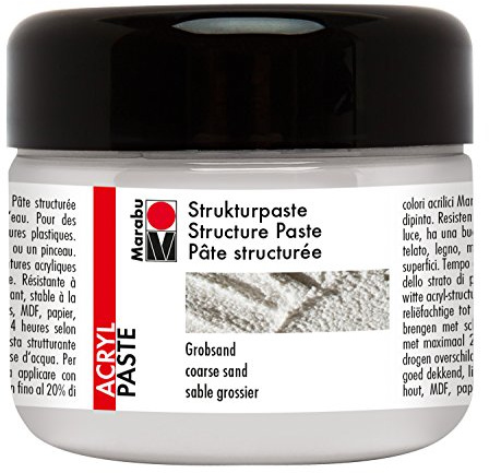 Marabu 12260025814 - Strukturpaste Grobsand, matte Acrylpaste auf Wasserbasis, lichtecht, wetterfest, gut deckend, für reliefartige bis plastische Strukturen, 225 ml, weiß