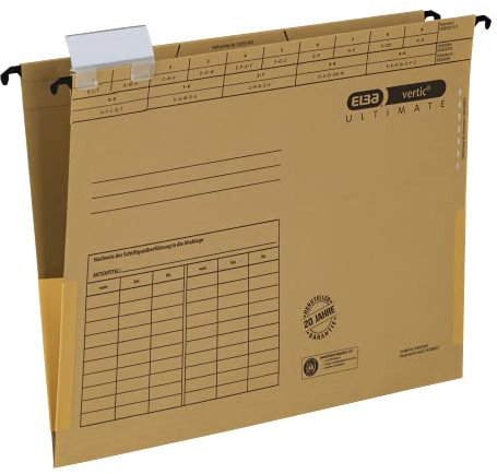 ELBA 100560133 Hängetasche vertic ULTIMATE 10er Pack aus Recycling-Karton für DIN A4 seitlich geschlossen braun Blauer Engel ideal für die lose Blatt-Ablage im Büro und der Behörde