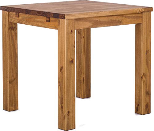 Esstisch Rio Classico 80x80 cm Brasil Holz Pinie Massivholz Esszimmertisch Echtholz ausziehbar vorgerichtet für Ansteckplatten Brasilmöbel