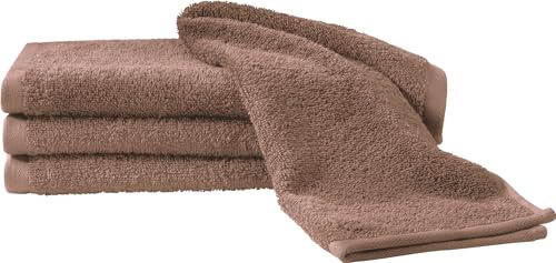 Erwin Müller Gästetuch-Set 4er-Pack braun Größe 30x50 cm - Ludwigsburg - 100% Baumwolle - kuschelweich, saugstark, voluminös - praktisch durch beidseitige Schlaufen (weitere Farben)