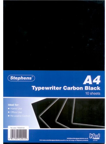 Stephens Pack de 10 feuilles de papier carbone pour Machine à écrire Noir