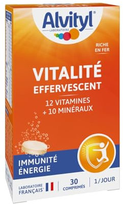 Alvityl - Comprimés effervescents Vitalité - 12 vitamines et 10 minéraux - Dès 12 ans - 30 comprimés