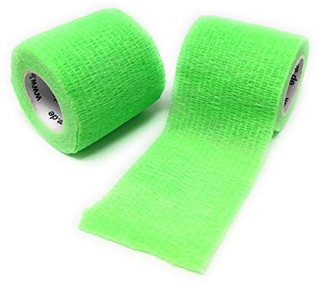 LisaCare Bandage Cohésif de Fixation Bandage Auto-adhésif Elastique - Lot de 2 - 5cm de large x 4,5m Vert Néon Extensible