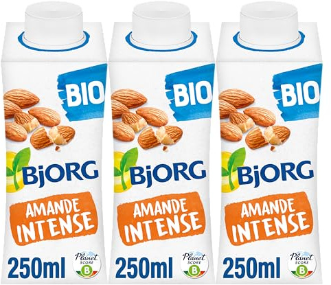 BJORG - Boisson Végétale Amande Intense - Mini Briques - 3 x 25 cl | 100% végétal - Sans Sucre Ajouté - Pauvre en matières grasses - Sans Lactose