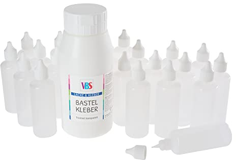 VBS XXL Bastelkleber Nachfüllpack 795g inkl. 20 Leerflaschen vielseitig verwendbar lösungsmittelfrei