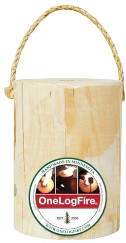 One Log Fire Swedish Fire Log - Original - Kiln-Dried Red Pine Swedish Torch with Easy Light Starter, Pack of 6