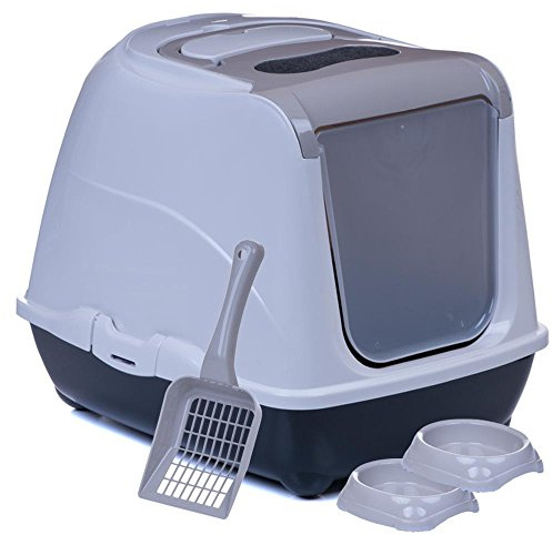 Katzentoilette Sondermodell 50 Katzenklo Schaufel Filter Haube graubeige und schwarz