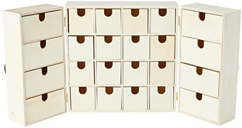 Artemio 14002225 Adventskalender zum Dekorieren Triptique Holz 55 x 6,5 x 28 cm