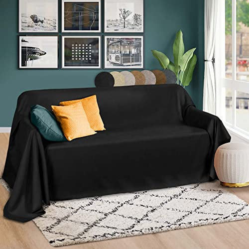 Beautissu Tagesdecke 210x280 cm Überwurfdecken für Sofa Romantica Wildleder-Optik Überwurf Bettabdeckung Tagesdecken Bettüberwurf & Sofaüberwurf Decke Sofa Überwurfdecke Bett Tagesdecke Schwarz
