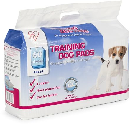 Iris Ohyama, Alaise pour Chien, Alèse Jetable 59x44 Tapis Educateur pour Chiot, Apprentissage de la Propreté, 5 Couches de Protection Anti-Fuite et Résistante (60 Pièces) - Pet Pad NS-60W