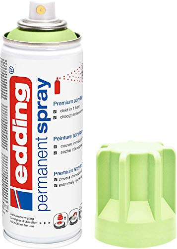 edding 5200 permanent spray - pastel green matt - 200 ml - acrylic paint for painting and decorating glass, metal, wood, ceramic, plastic, canvas - aerosol spray, acrylic spray, paint spray