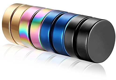Flongo magnetörhängen svart rostfritt stål blå färgglada guld 6 mm 8 mm 10 12 mm magnetiska örhängen stiftset män kvinnor falsk plugg tunnel stud inget hål utan hål örhängen nickelfri att ta bort,