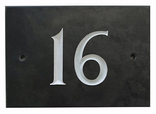 The House Nameplate Company Numéro de Rue en Ardoise Noir Number 16 Gris Anthracite foncé/Gris Ardoise