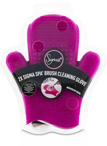 Sigma 2X Sigma Spa™ Pinselreinigungshandschuh – Silikon Make-up Pinsel Reinigungshandschuh - Reisefreundlich - 8 Verschiedene Texturen zum Reinigen von Make-up-Pinseln - Rosa