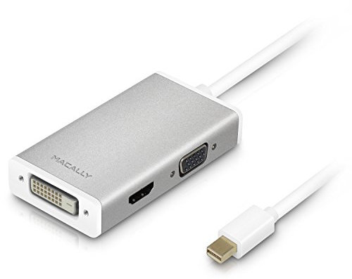 Macally MD-3N1-4K adattatore di alluminio Mini DisplayPort a DVI/HDMI/VGA con supporto Ultra HD (4K)