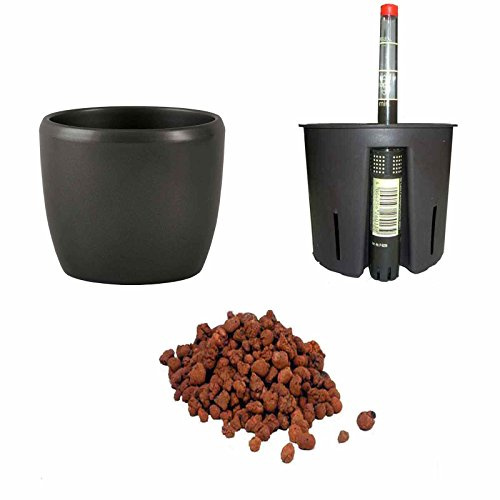 Hydrokultur Sets Happy-Nature Set4 Blumentopf Venus dunkelsilber 15/19 Ø 18cm H 21cm+KT+WA+BT