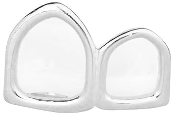 .iced-out. 2er Zahn Grill - One size fits all - HOLLOW LEFT silber