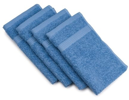 Gözze - Asciugamano per gli Ospiti New York, Set da 4 Pezzi, Morbido e Assorbente, 100% Cotone, 30 x 50 cm - Blu Fiordo
