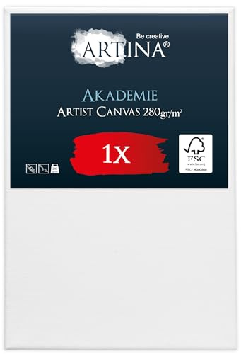 Artina bespannte FSC® Keilrahmen Leinwand zum Bemalen für Acrylfarben | 40x60cm Weiß 100% Baumwolle Leinwände zum malen bespannter Canvas Künstlerleinwand Acrylmalerei Akademie