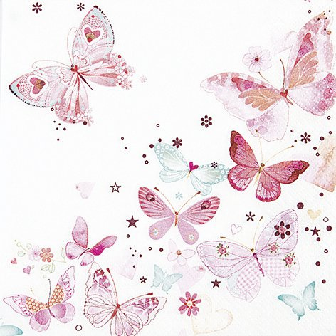 20 Servietten Lovely butterflies – Reizende Schmetterlinge / Frühling 33x33cm