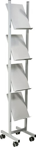 helit H6813399 - Prospektregal „the rolling show“ 4 x DIN A4, silber | Präsentationsständer für Flyer, Broschüren und Prospekte