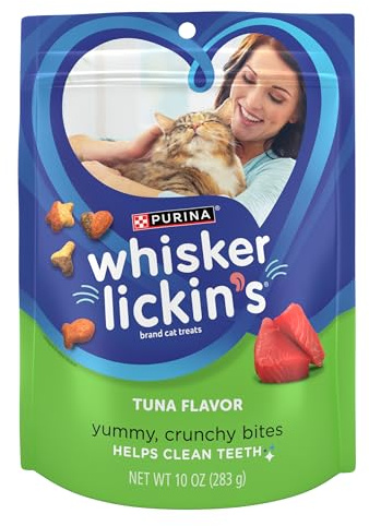 Purina Whisker Lickin's Cat Treats, Crunchy and Yummy Tuna Flavor - (Pack of 4) 10 oz. Pouches