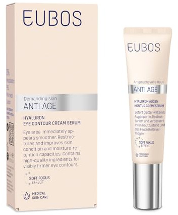 SUERO EN CREMA HYALURON PARA EL CONTORNO DE OJOS DE EUBOS ANTI AGE: crema para un con-torno de ojos visiblemente más liso | Reduce las líneas de expresión | Con efecto soft focus | Vegano | 15ml