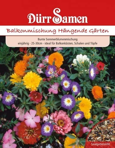 Balkonblumen Samen Balkonmischung Hängende Gärten Blumensamen Sommerblumen Einjährig Bienen und Insekten Freundlich Reicht für 5 m² Saatgut Balkonkästen Garten Kübel Hochbeet Dürr Samen