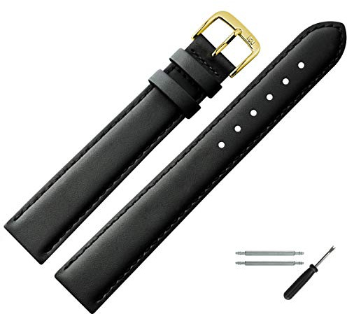 MARBURGER Uhrenarmband 12mm Leder XL Glatt Mit Naht - Werkzeug Montage Set 66012