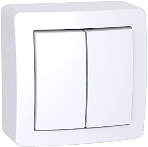 Schneider Electric - Alréa, Doppelter Wechselschalter mit Aufputzrahmen, polarweiß - ALB62056P