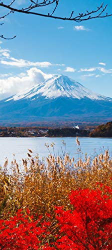 Bilderdepot24 Türtapete Fuji im Herbst 90 x 200 cm - einteilig Türaufkleber Türfolie Türposter - Berg Japan Vulkan Natur Landschaft