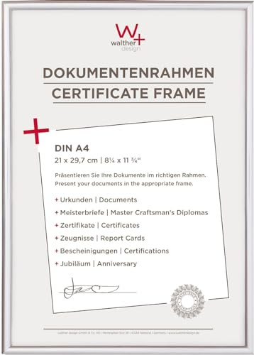 walther design Cadre Photo Argent 21 x 29,7 cm (DIN A4) Nouveau Cadre en Plastique Lifestyle KV130S